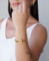 Pulseira Malha Italiana Retângulo Liso Banhado a Ouro 18K