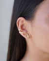 Ear Cuff Cobra Lisa Ponto de Luz Cristal 3.0 cm Banhado a Ouro 18K