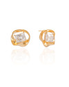 Brinco Torcido Retângulo Cristal Banhado a Ouro 18K