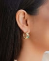 Brinco Argola Corações Colorido Cravejado Cristal 2.2 cm Banhado a Ouro 18K