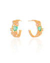 Brinco Argola Corações Colorido Cravejado Cristal 2.2 cm Banhado a Ouro 18K
