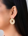 Brinco Duplo Telas Cristais 3.4 cm Banhado a Ouro 18K
