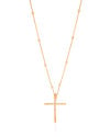 Gargantilha Veneziana Bolinhas Cruz Cravejada Cristal Banhado a Ouro 18K - 45 cm