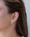 Brinco Palitos Entrelaçados Cravejados Cristal Ródio Branco
