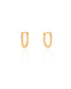 Brinco Argola Click em U Cravejado Cristal 1.5 cm Banhado a Ouro 18K