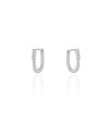 Brinco Argola Click em U Cravejado Cristal 1.5 cm Ródio Branco