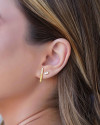 Brinco Ponto de Luz Duplo Banhado a Ouro 18K