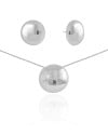 Conjunto Redondo Liso Ródio Branco