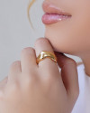 Anel Orgânico Liso Tamanho 18 Banhado a Ouro 18K