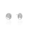 Brinco Orgânico Martelado 1.5 cm Ródio Branco