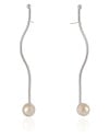 Brinco Palito Pérola 10 mm Ródio Branco