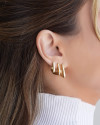 Brinco Argola Triangular Lisa 1.9 cm Banhado a Ouro 18K