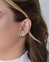 Ear Hook Martelado Ródio Branco