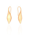 Brinco Folha Lisa Gancho Banhado a Ouro 18K