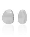 Brinco Oval Liso Amassado Ródio Branco