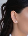 Ear Cuff Pontos de Luz Cravejado Cristal Ródio Branco