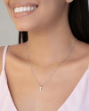Gargantilha Veneziana Letra L Cravejada Cristal Ródio Branco - 45 cm