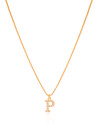 Gargantilha Veneziana Letra P Cravejada Cristal Banhado a Ouro 18K - 45 cm
