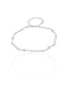 Pulseira Elos com Pérolas Ródio Branco