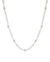 Choker Elos com Pérolas Ródio Branco - 32 cm
