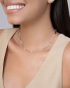 Choker Elos com Pérolas Ródio Branco - 32 cm