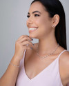 Gargantilha Pérolas Bolinhas Diamantadas Ródio Branco - 40 cm