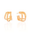 Brinco Argola Três Filetes Orgânicos Lisos 2.5 cm Banhado a Ouro 18K