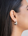 Brinco Argola Oval Lisa 2.2 cm Ródio Branco