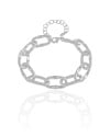 Pulseira Elos Ovais Lisos Detalhado Ródio Branco