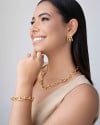 Gargantilha Elos Ovais Lisos Detalhados 12 mm Banhado a Ouro 18K - 45 cm
