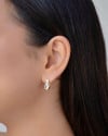 Brinco Argola Ponto de Luz Oval Retângulo Cravejado Cristal Banhado a Ouro 18K