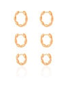 Trio de Argolas Gomos Lisos Banhado a Ouro 18K
