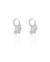 Brinco Argola Click Pérolas 2.3 cm Ródio Branco