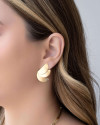 Brinco Leque Liso 3.0 cm Banhado a Ouro 18K