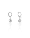 Brinco Argola Click Bola Lisa 2.5 cm Ródio Branco