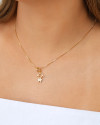 Pingente Filha Ponto de Luz Cravejado Cristal 1.4 cm Banhado a Ouro 18K