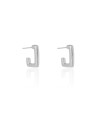 Brinco Argola Retangular Lisa 1.6 cm Ródio Branco