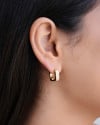 Brinco Argola Quadrada Cravejado Cristal 1.4 cm Banhado a Ouro 18K