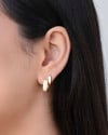 Brinco Argola Quadrada Cravejado Cristal 1.4 cm Banhado a Ouro 18K