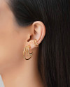 Brinco Argola Três Filetes 2.9 cm Banhado a Ouro 18K