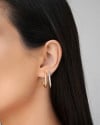 Brinco Argola Geométrica Cravejada Cristal 2.3 cm Banhado a Ouro 18K