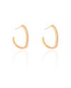 Brinco Argola Geométrica Cravejada Cristal 2.3 cm Banhado a Ouro 18K