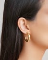 Brinco Argola ABS Orgânica Lisa 3.2 cm Banhado a Ouro 18K