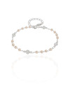 Pulseira Pérolas Pontos de Luz Cristal Ródio Branco