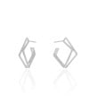Brinco Argola Quadrada Dupla 2.6 cm Ródio Branco