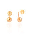 Ear Jacket Redondo Tela Meia Bola Lisa 3.2 cm Banhado a Ouro 18K