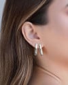 Brinco Argola Click Elíptica Lisa 2.5 cm Ródio Branco