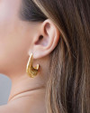 Brinco Meia Argola Gota Vazada 3.1 cm Banhado a Ouro 18K