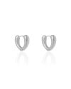 Brinco Argola Click Coração 1.5 cm Ródio Branco