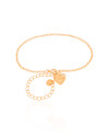 Pulseira Elos Pingente Coração Gato Ponto de Luz Cristal Banhado a Ouro 18K